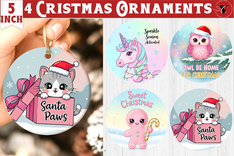 Cute Christmas ornament | Kawaii Pink Xmas
