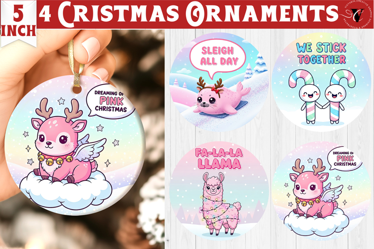 Cute Christmas ornament | Kawaii Pink Xmas