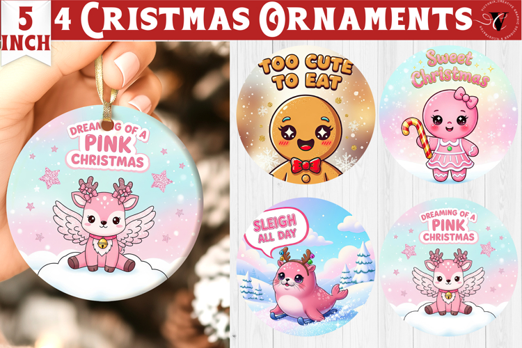 Cute Christmas ornament | Kawaii Pink Xmas
