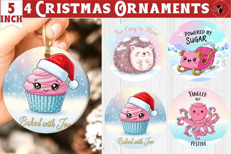 Cute Christmas ornament | Kawaii Pink Xmas
