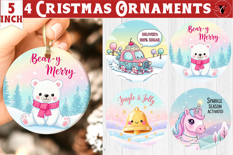 Cute Christmas ornament | Kawaii Pink Xmas