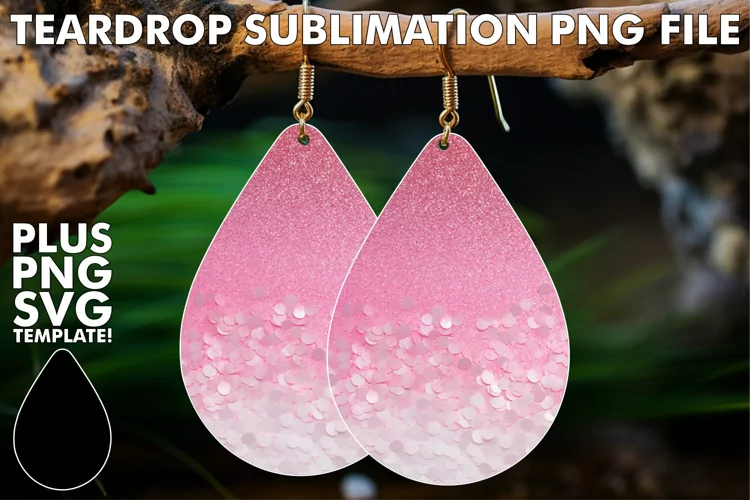 Sublimation Elegance: Glittery Teardrop Accessories