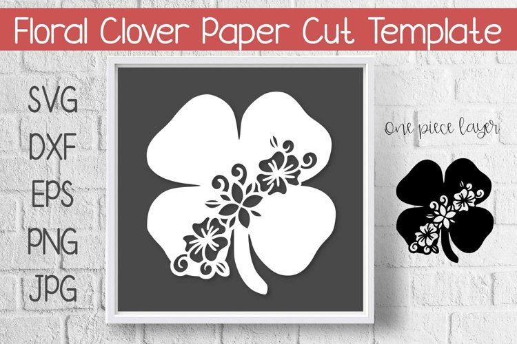 4 Leaf Clover Floral Paper Cut Template