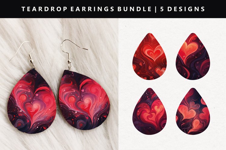 Valentine Teardrop Earring Sublimation PNG Design