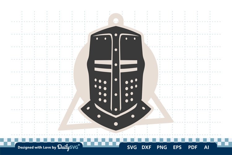 Medieval Helmet Geometric Keychain SVG | Knight Design example image 1