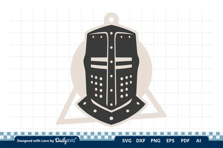 Medieval Helmet Geometric Keychain SVG | Knight Design