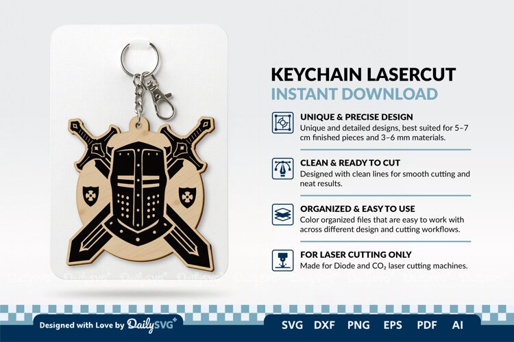Medieval Sword and Helmet Keychain SVG example image 1