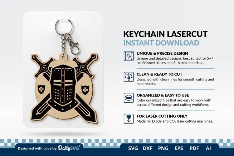 Medieval Sword and Helmet Keychain SVG