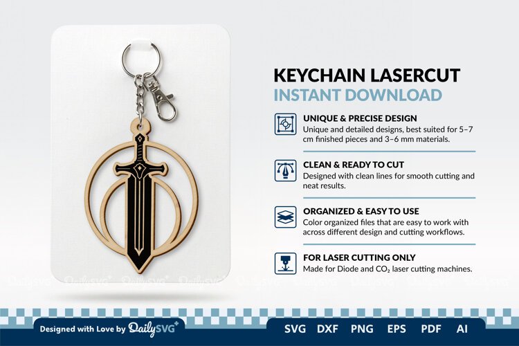 Medieval Sword Keychain SVG | Knight Sword Cut File example image 1