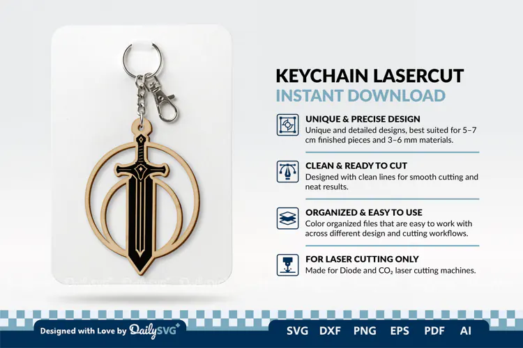 Medieval Sword Keychain SVG | Knight Sword Cut File