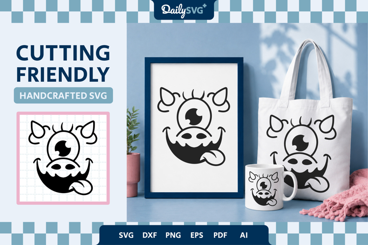 Monster Face SVG - Cartoon Monster Face Cut File
