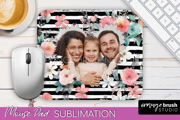 Photo Mouse Pad Sublimation, Floral Mouse Pad Picture Frame example image 1