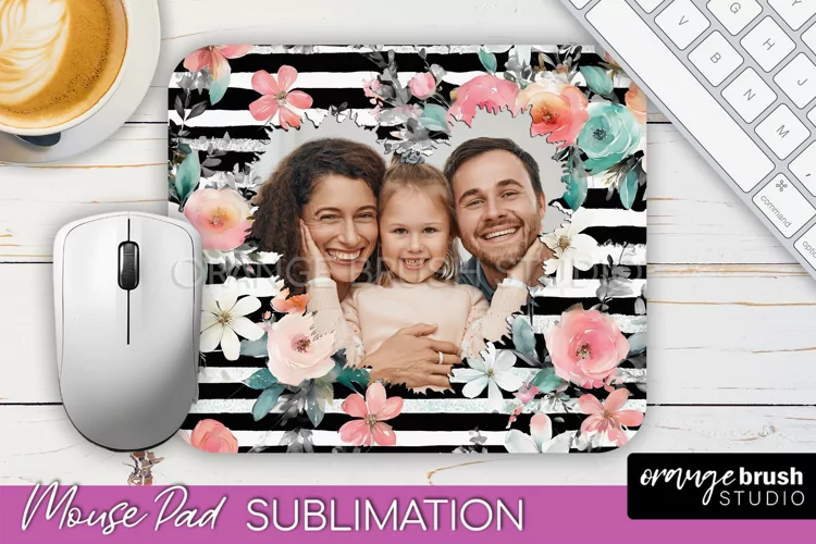 Photo Mouse Pad Sublimation, Floral Mouse Pad Picture Frame