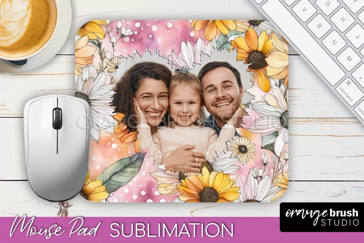 Photo Mouse Pad Sublimation, Floral Mouse Pad Picture Frame