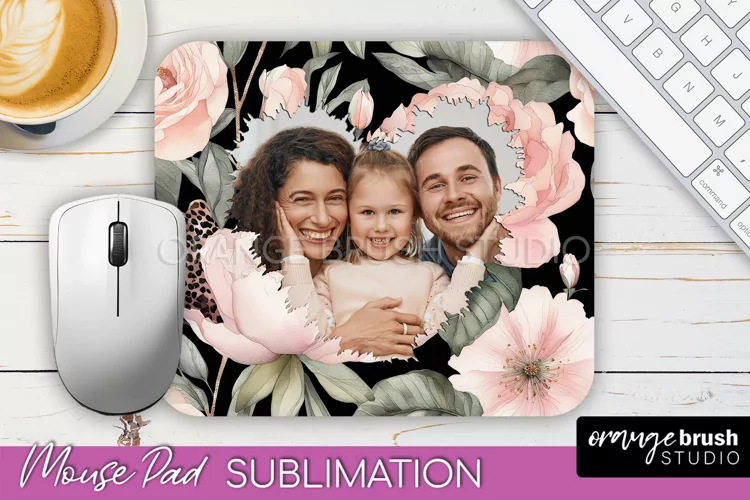 Photo Mouse Pad Sublimation, Floral Mouse Pad Picture Frame