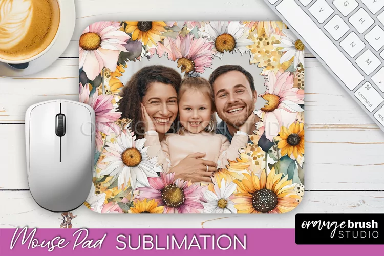Photo Mouse Pad Sublimation, Floral Mouse Pad Picture Frame