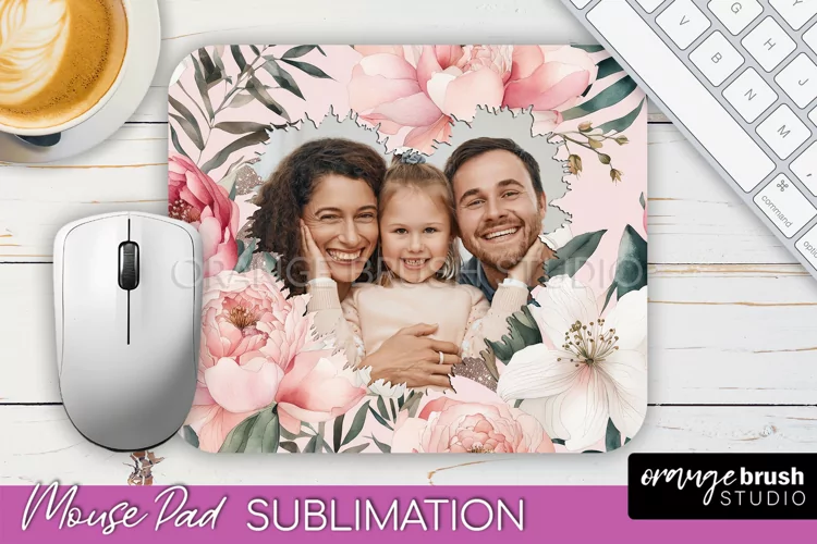 Photo Mouse Pad Sublimation, Floral Mouse Pad Picture Frame