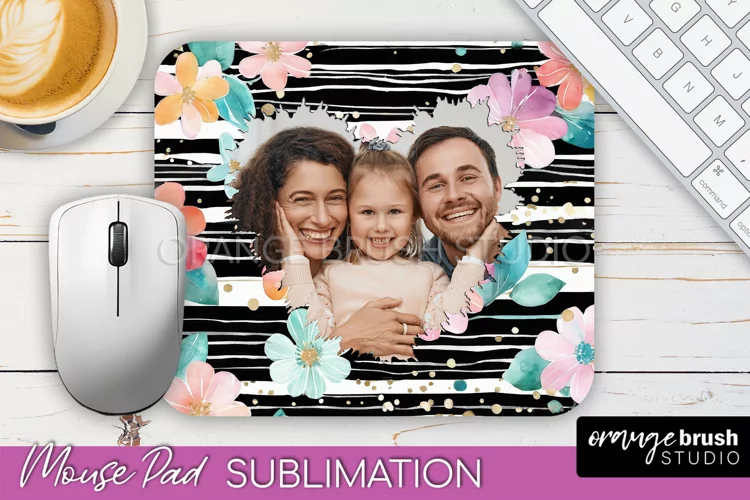 Photo Mouse Pad Sublimation, Floral Mouse Pad Picture Frame