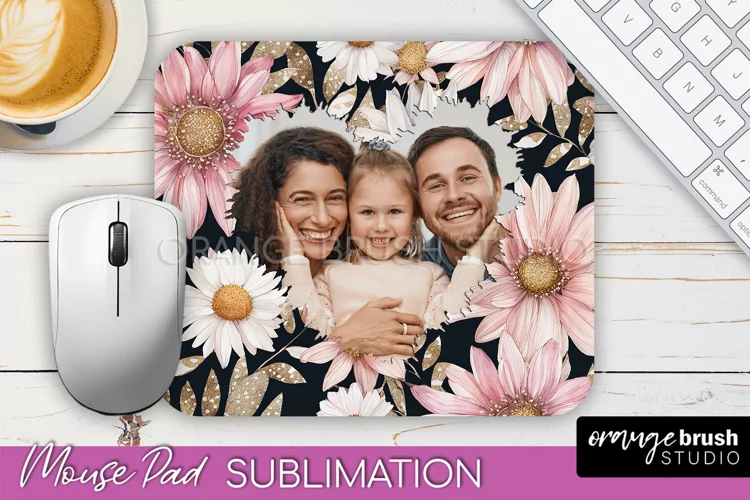 Photo Mouse Pad Sublimation, Floral Mouse Pad Picture Frame