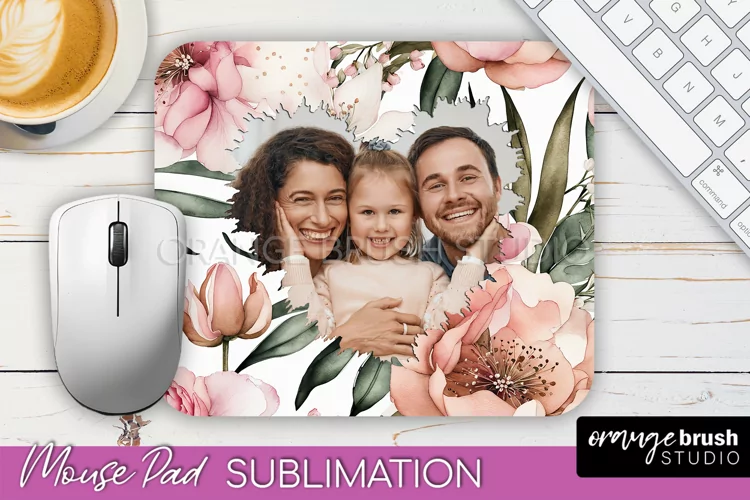 Photo Mouse Pad Sublimation, Floral Mouse Pad Picture Frame