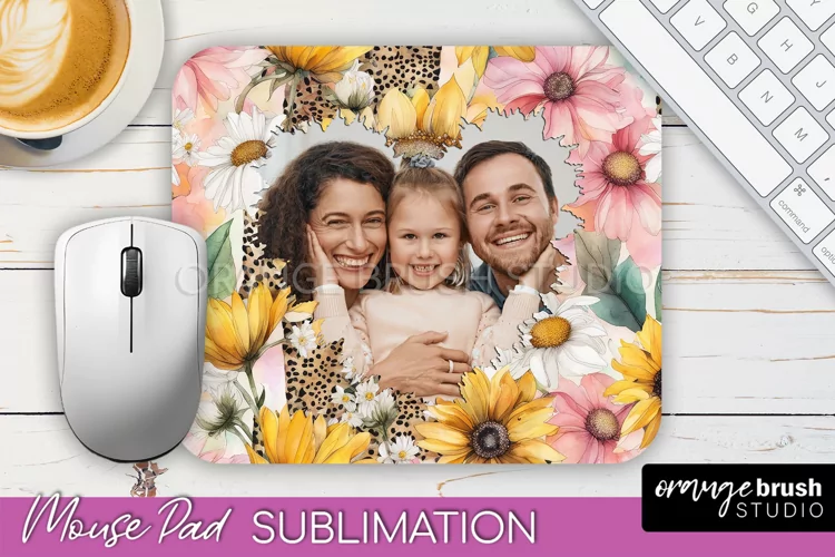 Photo Mouse Pad Sublimation, Floral Mouse Pad Picture Frame