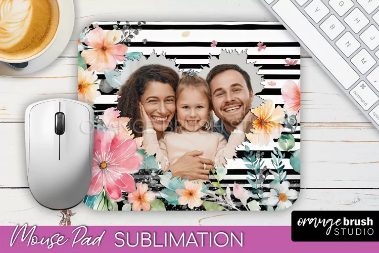 Photo Mouse Pad Sublimation, Floral Mouse Pad Picture Frame