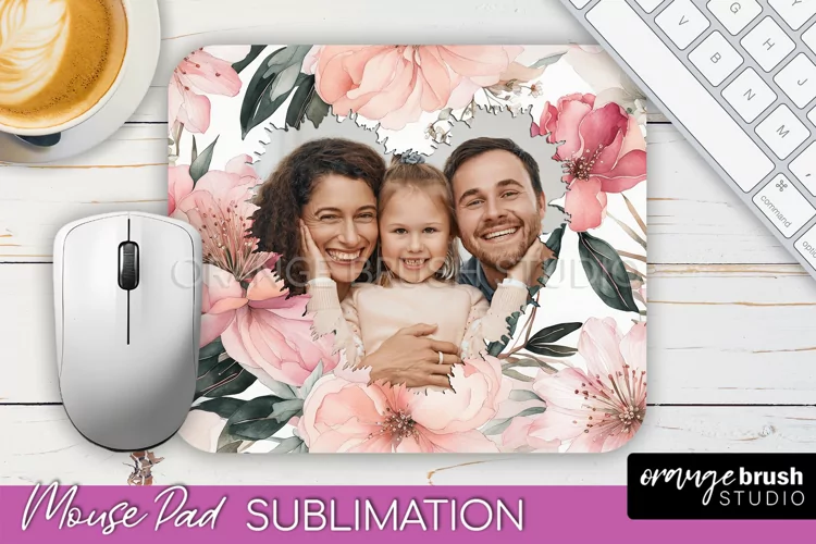 Photo Mouse Pad Sublimation, Floral Mouse Pad Picture Frame