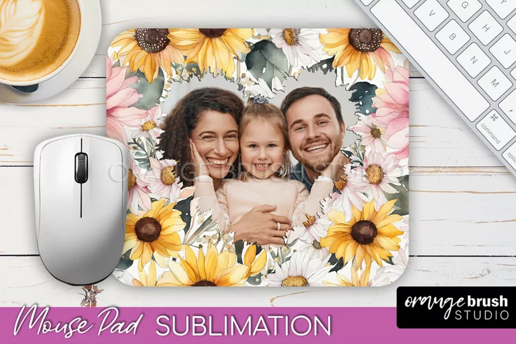 Photo Mouse Pad Sublimation, Floral Mouse Pad Picture Frame