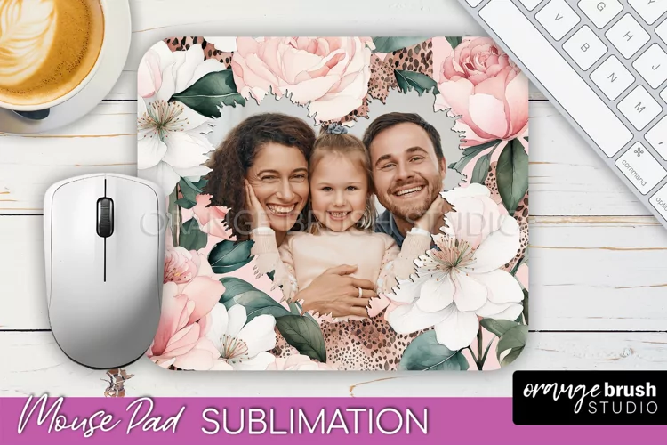 Photo Mouse Pad Sublimation, Floral Mouse Pad Picture Frame