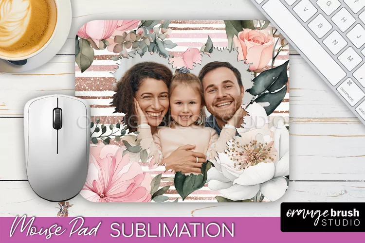 Photo Mouse Pad Sublimation, Floral Mouse Pad Picture Frame