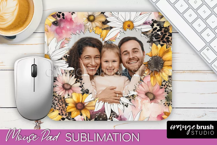 Photo Mouse Pad Sublimation, Floral Mouse Pad Picture Frame