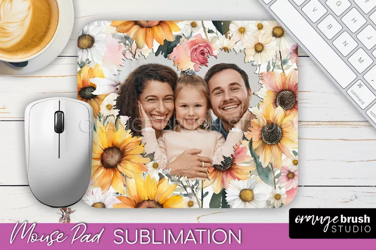 Photo Mouse Pad Sublimation, Floral Mouse Pad Picture Frame