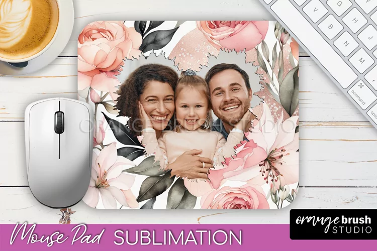 Photo Mouse Pad Sublimation, Floral Mouse Pad Picture Frame