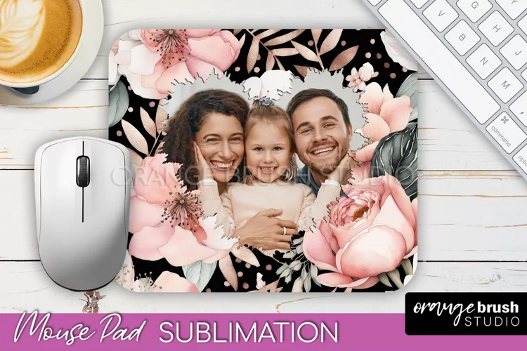 Photo Mouse Pad Sublimation, Floral Mouse Pad Picture Frame