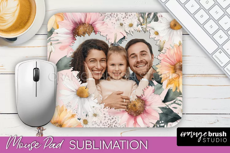 Photo Mouse Pad Sublimation, Floral Mouse Pad Picture Frame
