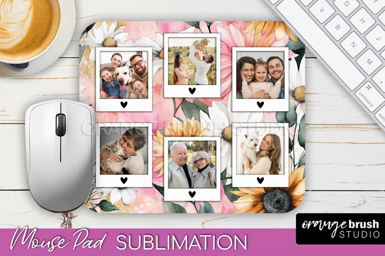 Photo Mouse Pad Sublimation, Floral Mouse Pad Picture Frame