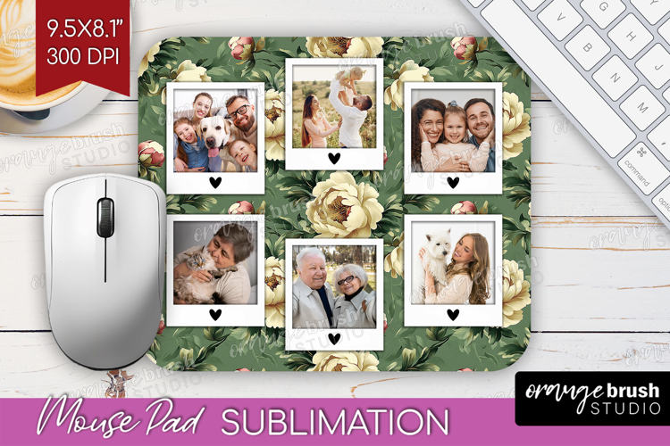 Floral Photo Mouse Pad PNG - Peony Flower Picture Frame Pad