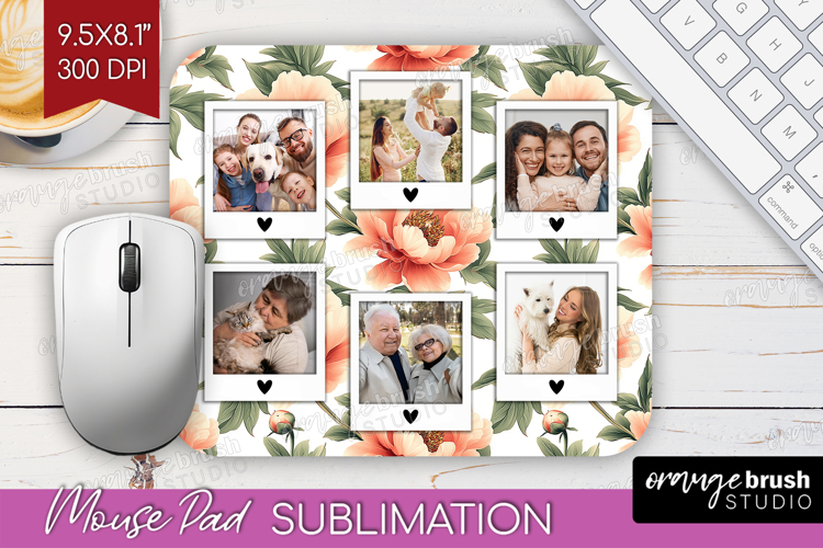 Floral Photo Mouse Pad PNG - Peony Flower Picture Frame Pad