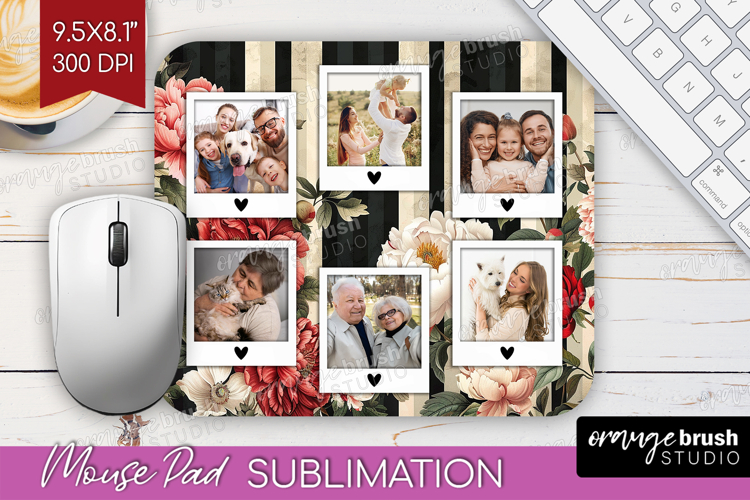 Floral Photo Mouse Pad PNG - Peony Flower Picture Frame Pad