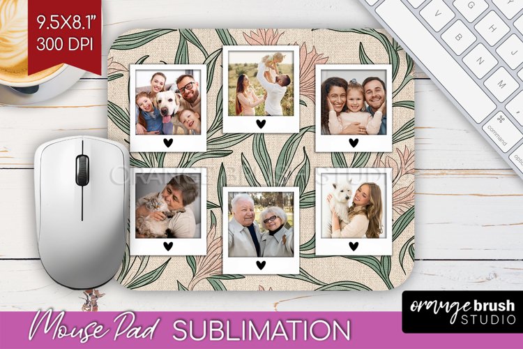 Flowers Photo Mouse Pad PNG - Vintage Floral Picture Frame