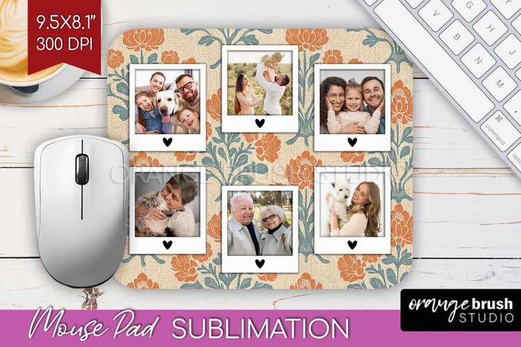 Flowers Photo Mouse Pad PNG - Vintage Floral Picture Frame