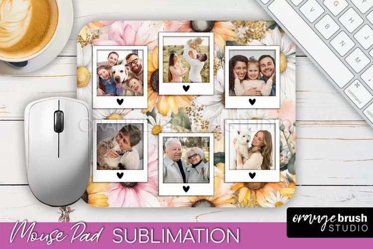 Photo Mouse Pad Sublimation, Floral Mouse Pad Picture Frame