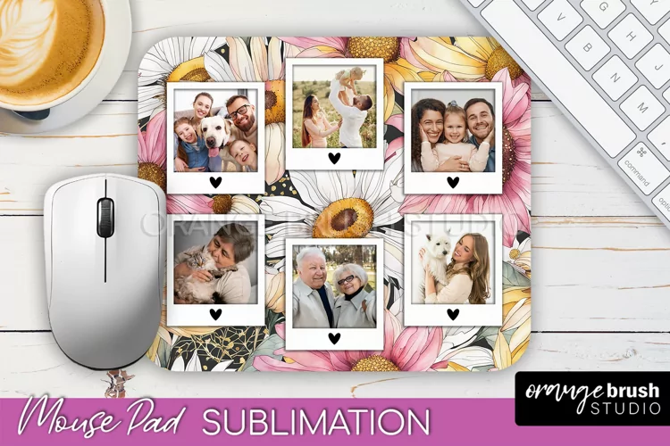 Photo Mouse Pad Sublimation, Floral Mouse Pad Picture Frame