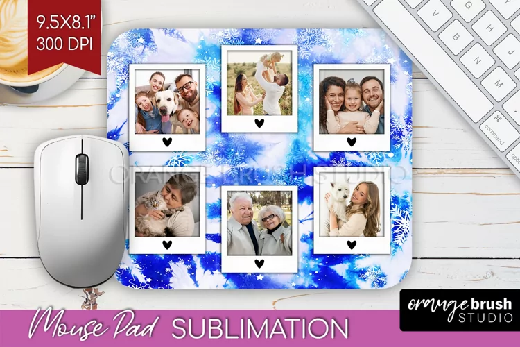 Winter Tie Dye Family Photo Frame Mouse Pad Sublimation