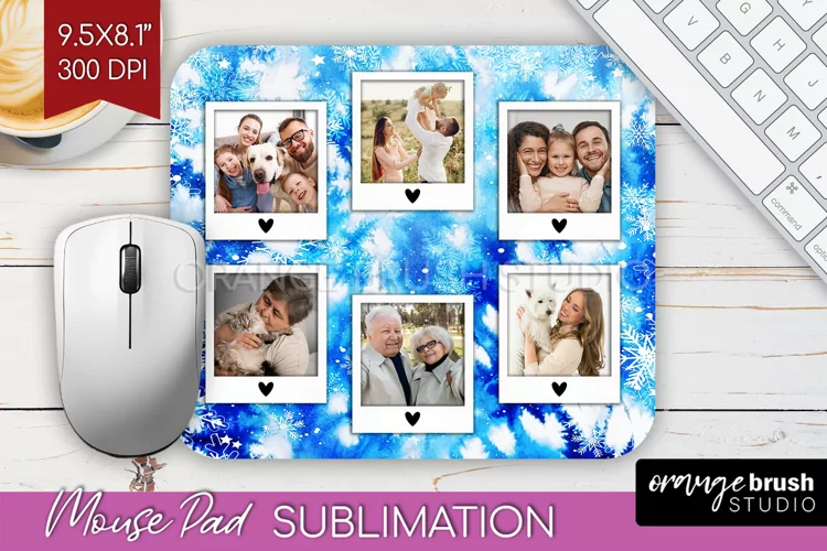 Winter Tie Dye Family Photo Frame Mouse Pad Sublimation
