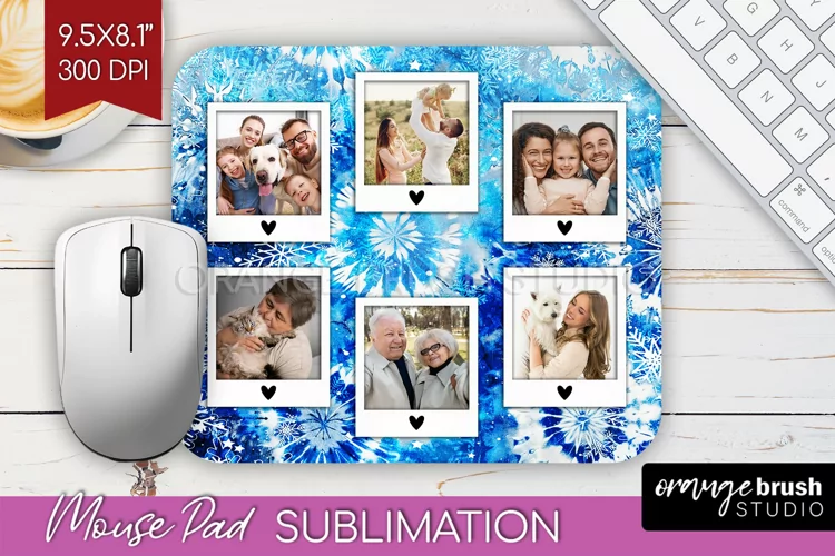 Winter Tie Dye Family Photo Frame Mouse Pad Sublimation