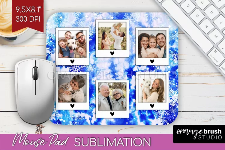 Winter Tie Dye Family Photo Frame Mouse Pad Sublimation