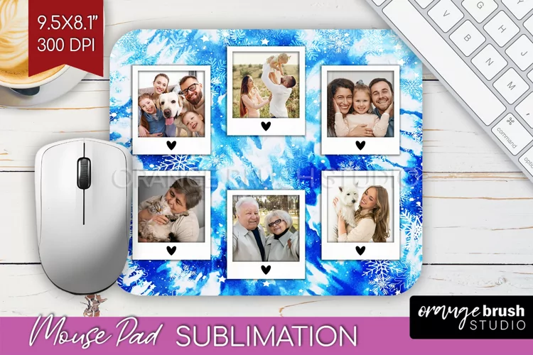 Winter Tie Dye Family Photo Frame Mouse Pad Sublimation