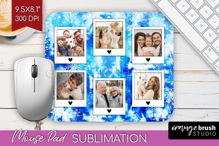 Winter Tie Dye Family Photo Frame Mouse Pad Sublimation example image 1