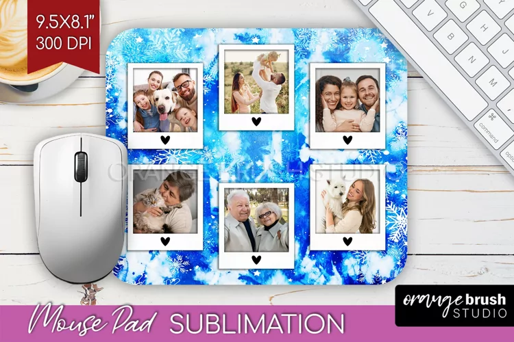 Winter Tie Dye Family Photo Frame Mouse Pad Sublimation